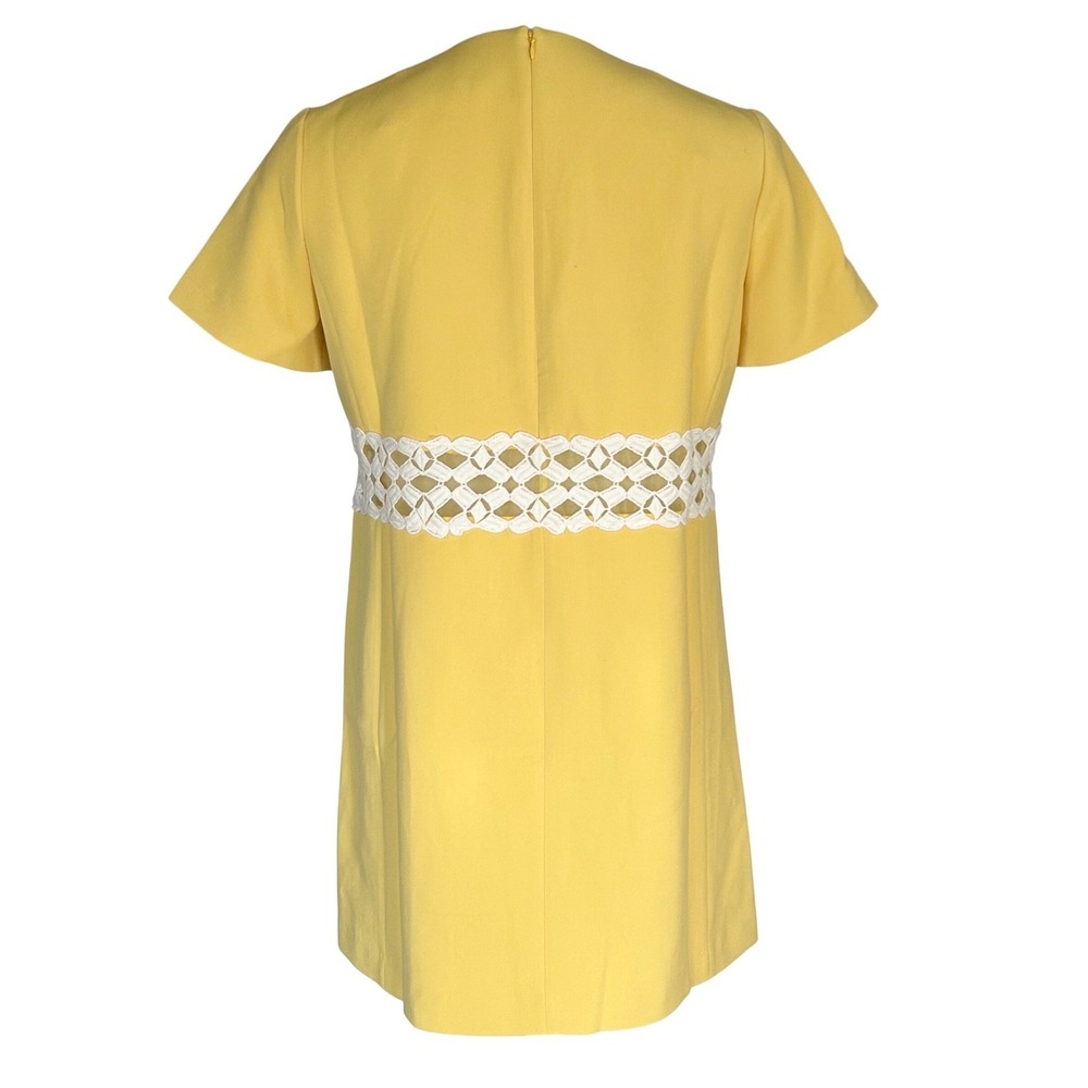 Womens Tuckernuck Canary‎ Mod Camelot Shift Dress L Aspen Yellow Lattice Trim  L - Picture 8 of 11